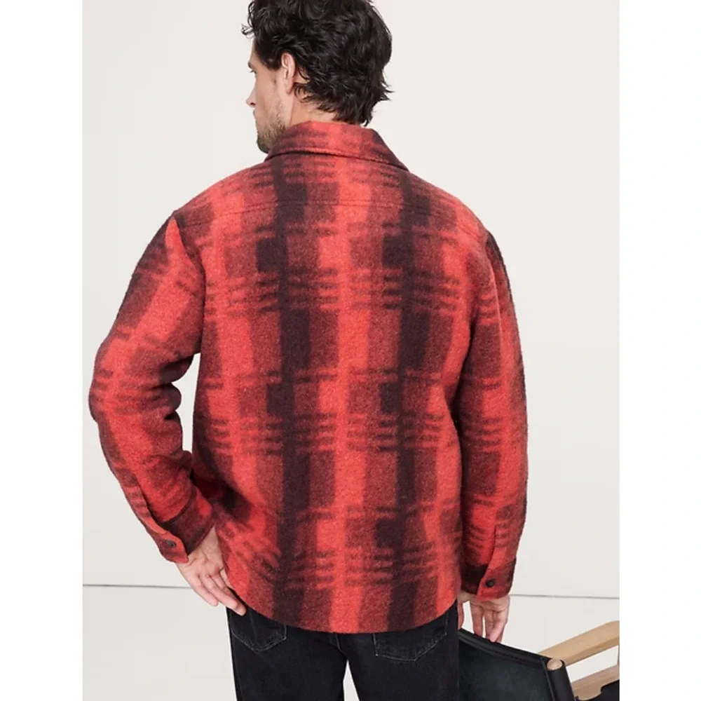 NWT BANANA REPUBLIC $200 BRUSHED WOOL BLEND OVERSHIRT SHACKET JACKET SZ L